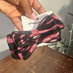 Free People Kenny Print Black and Pink Hair Bow